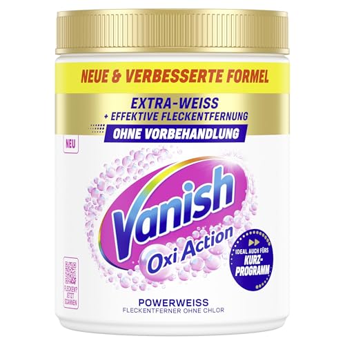 Vanish Oxi Action Powerweiss Fleckenentferner Pulver – 1 x 1,125 kg – entfernt Flecken auch ohne Vorbehandlung, sogar im Kurzprogramm 3