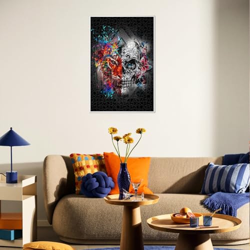 500 Piece Puzzles for Adults - Jigsaw Puzzles, Psychedelic Collision: Mechanical Tiger-Skull, Steampunk Pop Art Home Decor, Finished Size is 20.5 x 15 Inch - Thumbnail 7