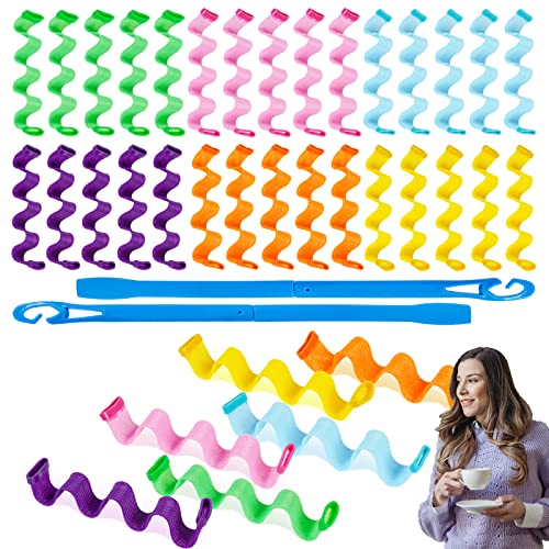 36 Pieces Hair Curlers Heatless Medium Long Hair 30 cm/12 in Hair Waver No Heat Styling Kit with Styling Hooks Curl Hair Formers Magic Hair Curlers for Home Salon DIY