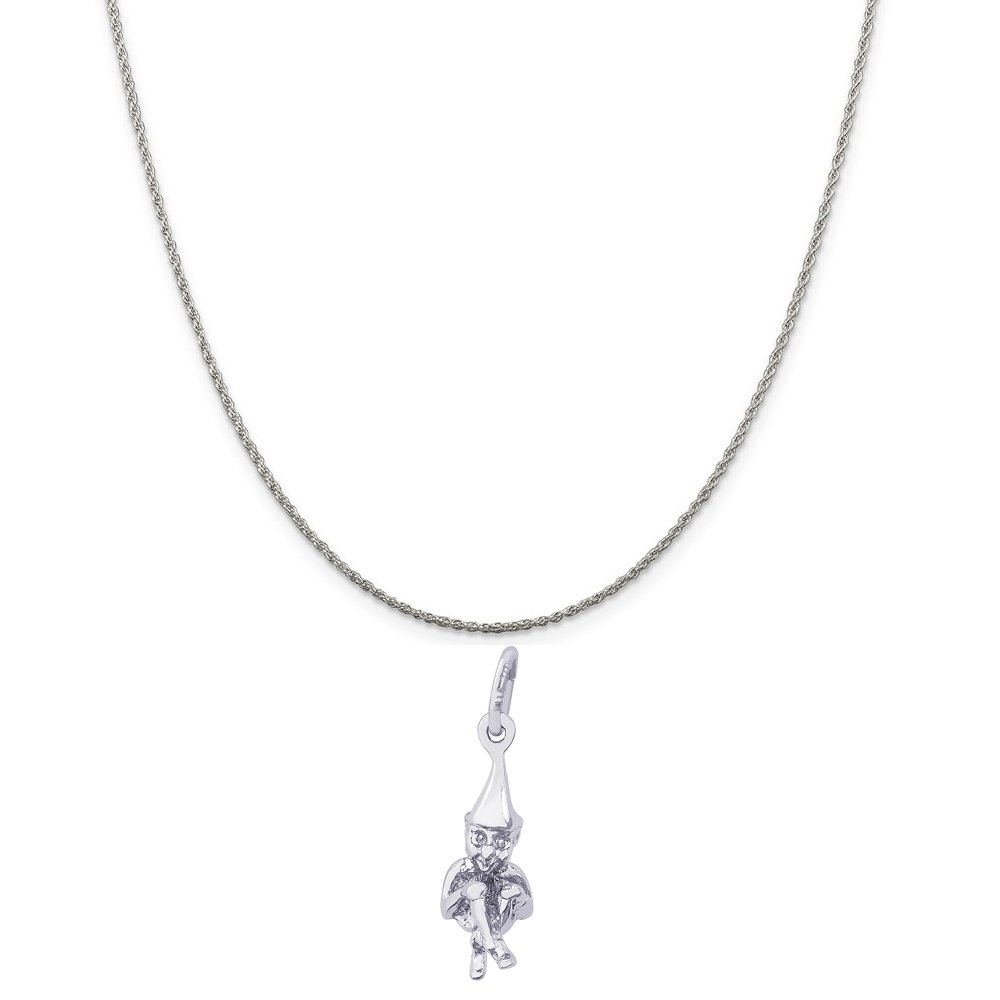 Rembrandt Charms Sterling Silver Leprechaun Charm on a 16, 18 or 20 inch Rope, Box or Curb Chain Necklace
