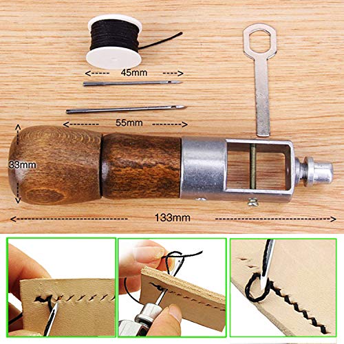 Sewing Awl Kit,Knoweasy Handmade Leather Sewing Machine,Fabric Sewing Awl and Fabric Leather Craft Tool - Thumbnail 2