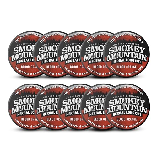 Image of Smokey Mountain Herbal Long Cut - Blood Orange - 10 Can Box - Tobacco Free and Nicotine Free Snuff