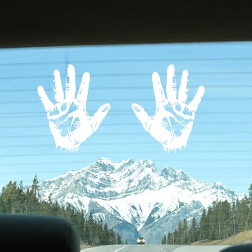 Image of GORGECRAFT 4 Styles 4Pcs Wave Sign Car Bumper Decals White Reflective Waving Hand Car Sticker Waterproof PET Automotive Exterior Decor Stickers for SUV Truck Motorcycle Doors Walls Laptop