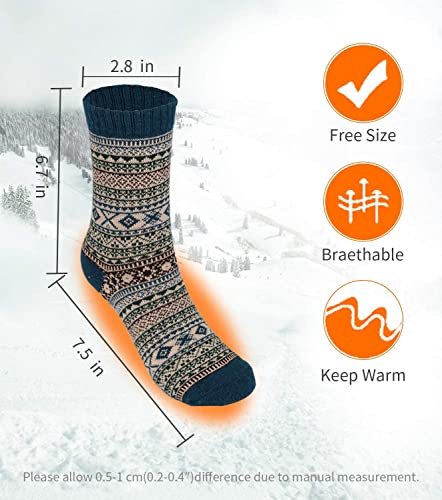 ADFOLF Mens Warm Wool Socks Thick Winter Thermal Stripe Wool Crew Socks3