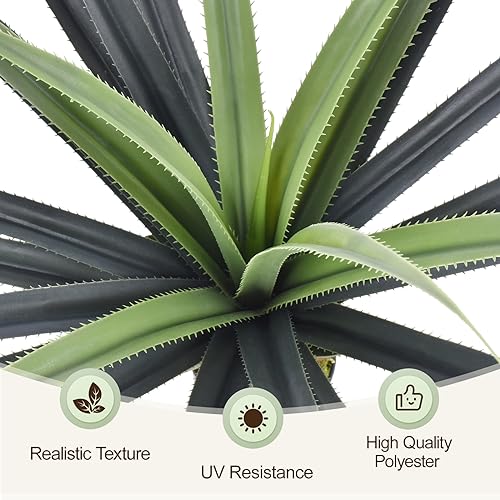 Image of 3ft Artificial Spiked Agave Plant, 36 inch Faux Agave Plants Indoor Small Floor Plant Perfect for Front Porch, Patio, Indoor Outdoor Home, Office Decor 1pcs