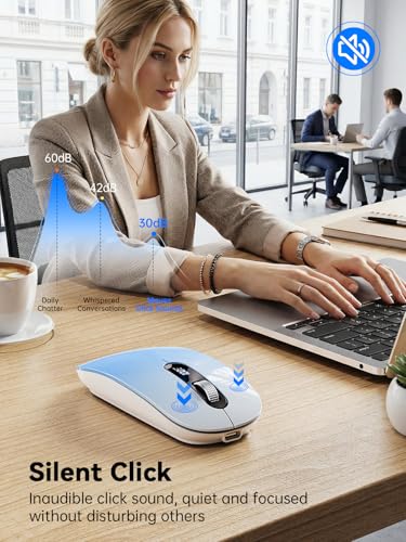 Image of Wireless Bluetooth Mouse, Bluetooth 5.0 /4.0 & 2.4G Tri-Mode, Type-C Rechargeable with LED Screen Display, Ergonomic Silent Click for Laptop /PC /Tablet /MacBook, Multi-Device & Office Use