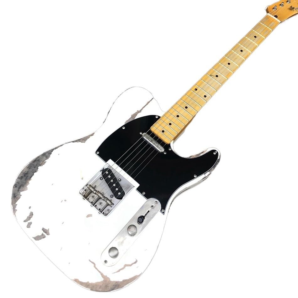 Chitarra elettrica bianca imitazione vecchia TEIE personalizzata con tastiera in acero e hardware cromato - Guitarra Electrica professionale