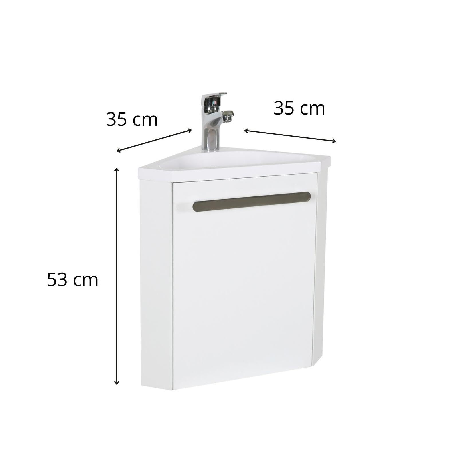 MOB IN - Lavamani angolare con lavabo in resina, colore: Bianco