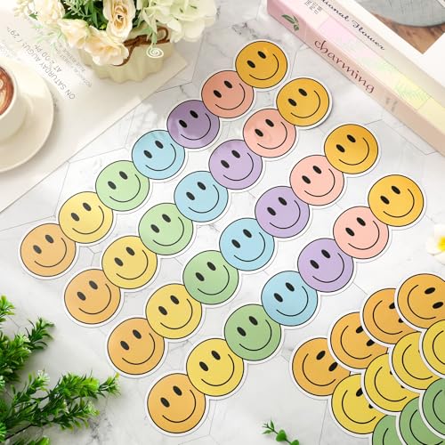 Image of Whaline 24 Pcs Boho Happy Face Magnetic Bulletin Board Border Colorful Smile Face Magnetic Strips Border Trim for Back to School Office Classroom Decor