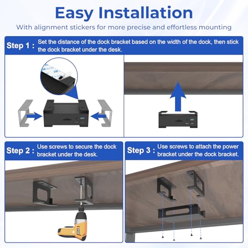 Soporte de metal para bajo escritorio que organiza tus docks CalDigit TS4 y libera tu mesa 6