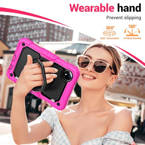 Coque Redmi Pad SE 8.7 2024 antichoc rose avec support rotatif - 4