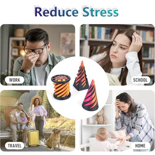 Tangdudu 3 Stücke 3D Printed Spiral Cone Fidget Toy, The Impossible Cone Pyramid Spirale Spielzeug, Fidget Toys Erwachsene, Anxiety Relief Anti Stress Spielzeug für Kinder und Erwachsene