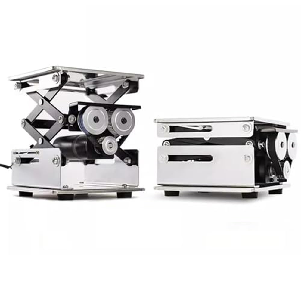 Electric Stainless Steel Lifting Platform, Small Laboratory Lifting Stand Remote Control Adjustable Lifter Moving Load 10KG (200x200MM)