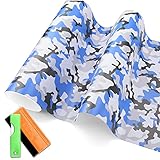Free Tool Kit Intense Blue Camouflage Camo Vinyl Wrap Decal Sticker Bubble Free Self Adhseive Film - 12'x60' (1FTx5FT)