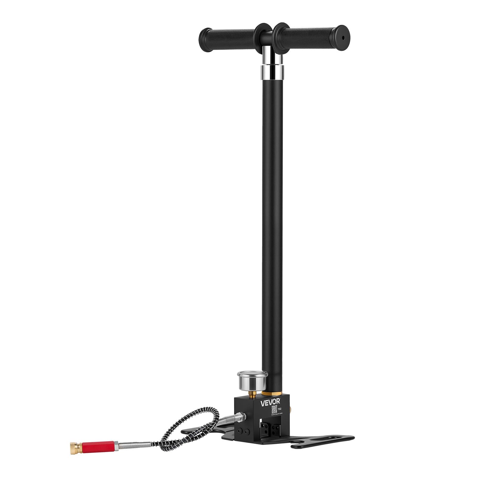 VEVOR PCP-Handpumpe 4-stufig, Hochdruckpumpe bis 40 MPa, Standpumpe mit Öl-Wasser-Filter, Manometer und Edelstahlgehäuse, für Luftgewehre, Paintball, Reifenbefüllung und Schlauchboote Schwarz