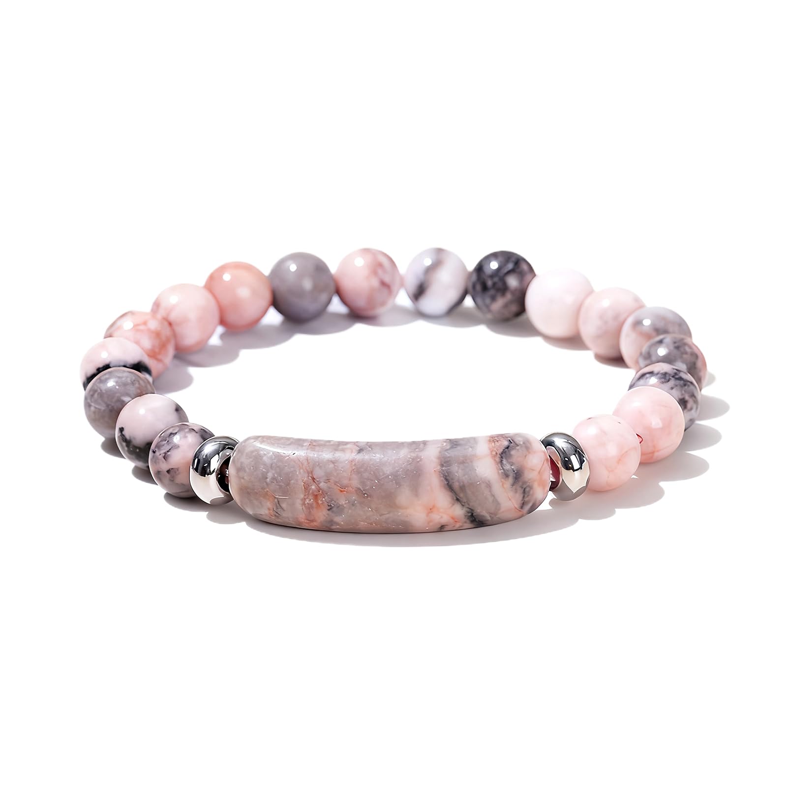 Esoes Naturstein Armband Rosa Damen Naturstein Armband mit Geschenkbox Geschenk Glücksarmband Schmuckgeschenke