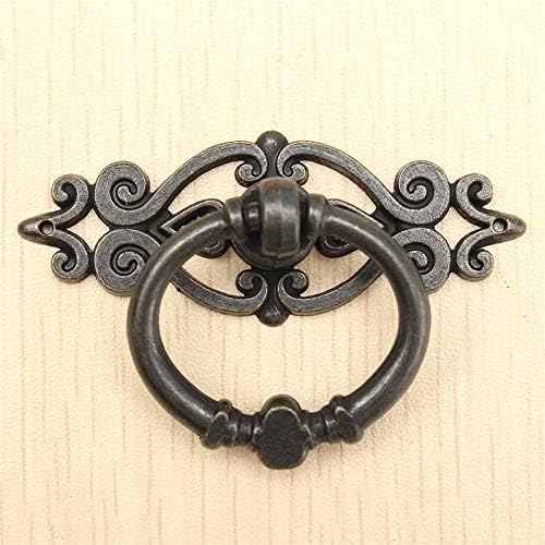 2 PCS Black Vintage Kitchen Cabinet Cupboard Dresser Door Drawer Ring Pulls Handles Knobs Zinc Alloy Furniture Pull Knob