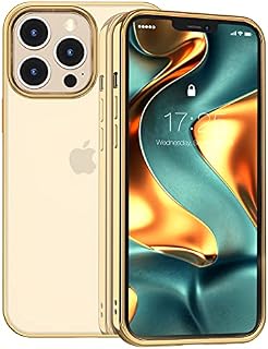 zelaxy Clear Transparent Case Compatible with iPhone 13 Pro  PC Hard Back Crystal Shell  Electroplated Metallic Frame Edge  Gold