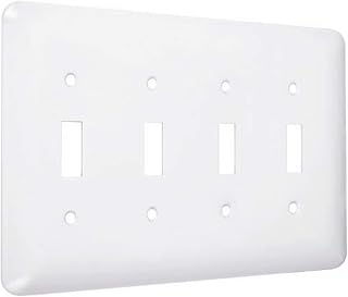 TayMac WRW-TTTT Maxi/Princess Metallic Wallplate with Four Toggle, Four Gang, White Smooth