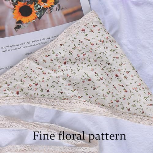 Lace Trim Triangles Hair Scarf Rose/Floral Pattern Kerchief Tie Back French Turbans For Girl Beach Photo Tool3
