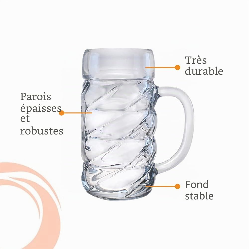 Stölzle Lausitz 5210052 Lot de 6 chopes à bière de la collection Kaiser 500 ml Passe au lave-vaisselle Dimensions : hauteur 13,4 cm Diamètre extérieur 9,5 cm