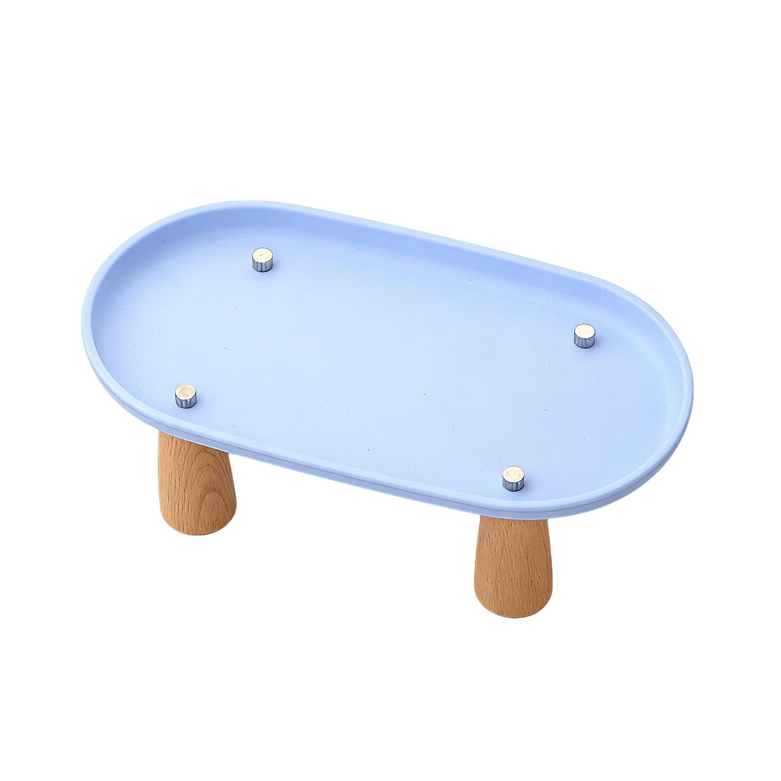Milageto Cat Bowl Raised Stand Pet Feeder Stand Non Slip Modern Cat Feeder Elevated Stand for Food and Water Bowls Stable Cat Bowl Stand Table for Elevated Holder Rack, Blue 24cmx13cm