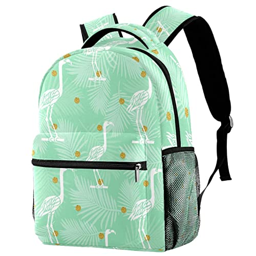 Sac à dos de voyage motif oiseau avec pois dorés et porte-gourde pour filles et garçons