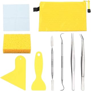 SPEEDWOX 9PCS Mosaic Tools and Supplies Beginners Set 2 Scrapers 2 Tweezers 1 Double-Ended Hook 1 Spatula 1 Sponge 1 Cleaning Cloth 1 Zippered Waterproof Bag Mosaic Making Kit