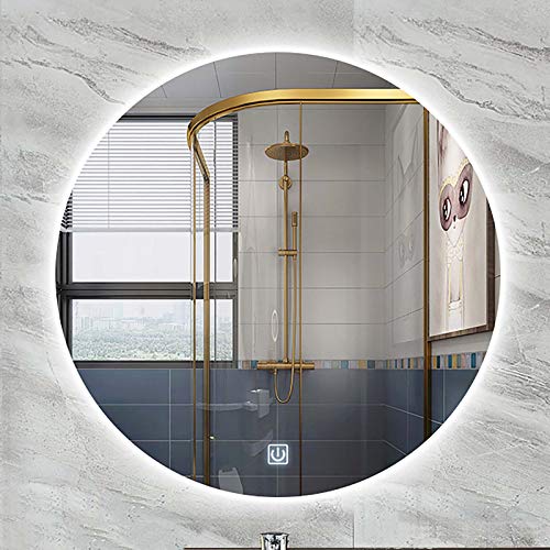 Illuminazione a LED per bagno Retroilluminata a parete Spessore 5 mm Pulsante a sfioramento dimmerabile rotondo, 3 colori di luci e dimmerabile, Specchio per trucco sopra il lavandino del ba