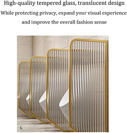 Stylish Black Metal & Frosted Glass Wall Mounted Urinal Privacy Divider Decorative Bathroom Partition Shield for Enhanced Privacy & Modern Restroom Design