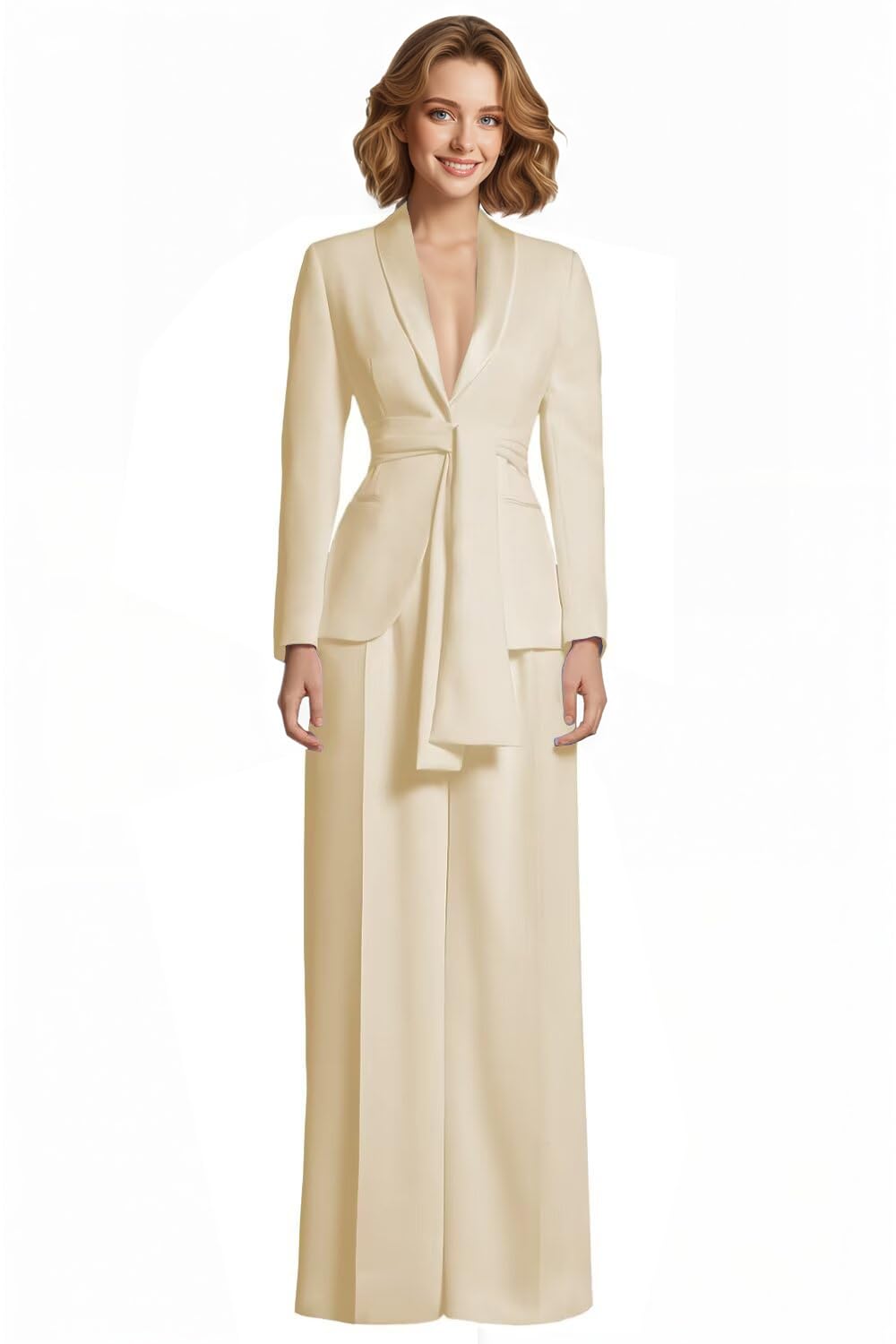 2 Piece Pant Suits for Women Dressy Elegant Formal Slim Fit Womens Suit with Belt for Wedding Guest