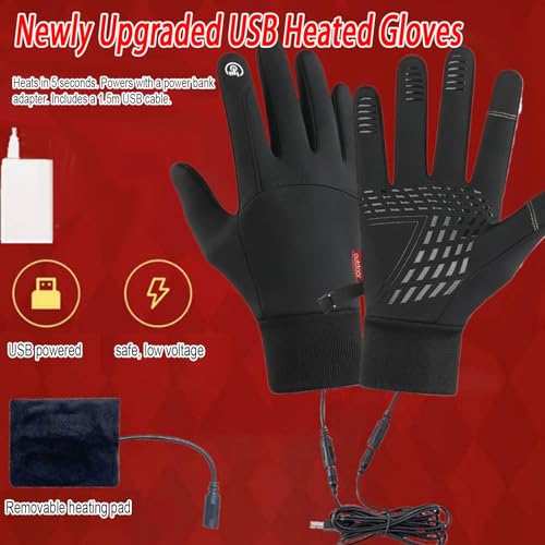 Chauffe-mains imperméables sous forme de gants chauffants USB d'hiver