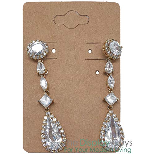 Image of 500-Pack 2x3 Pre-Punched Hanging Jewelry Earrings Display Cards (Brown Kraft Paper, Medium)