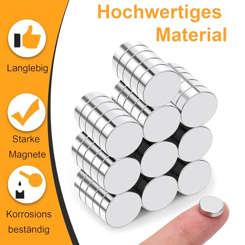 Delaga 100 Stück Magnete Extra Stark 8x3mm, Kleine Magnete Stark Rund, Mini Magnet stark für magnettafel, Kühlschrank, DIY, Pinnwand, Handwerk Whiteboard, Büro