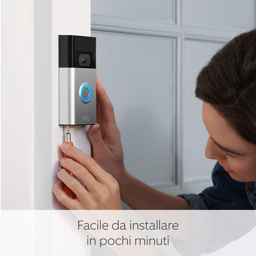 Ricondizionato Certificato|Ring Videocitofono a batteria(Video Doorbell 2ª gen)|Videocitofono con video in HD a 1080p,wifi,rilevazione avanzata del movimento,fai-da-te|Ring Home: 30 gg. prova gratuita