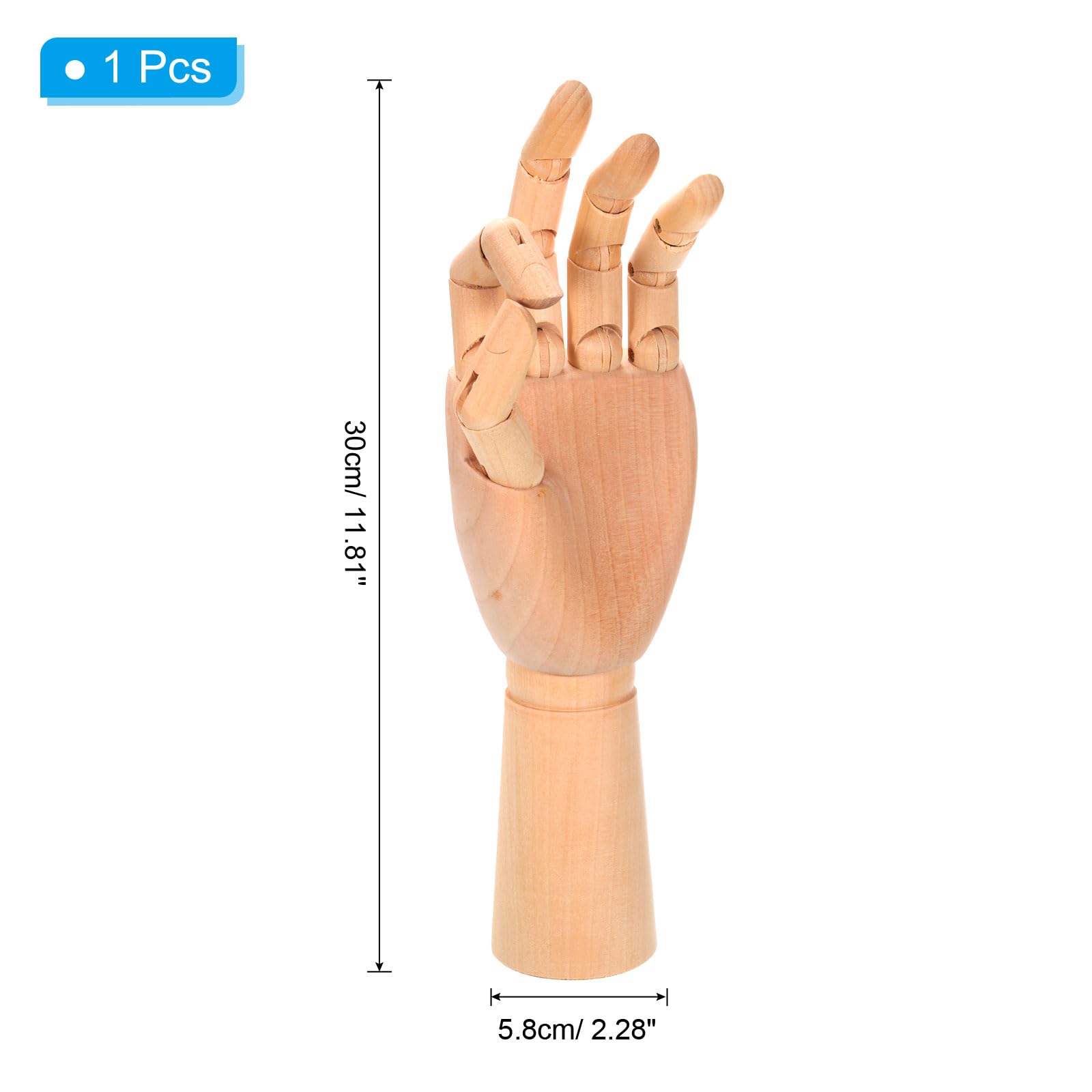PATIKIL 12" Wooden Hand Model - Image 2