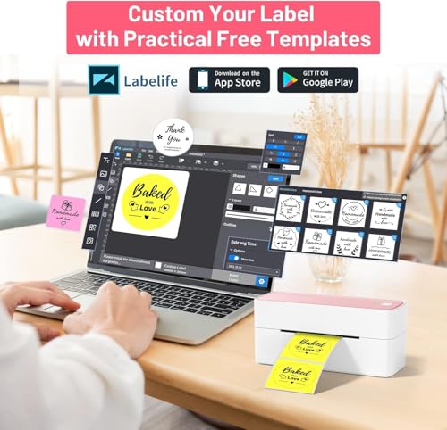 Phomemo Thermal Shipping Label Printer, 241BT Label Printer for Small Business &Shipping Packages, Pink 4x6 Bluetooth Thermal Printers Compatible with Android iOS Windows, Amazon,UPS, Shopify by Phomemo - Image 5