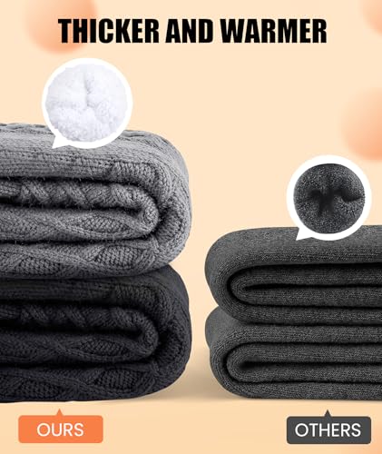 UUMIAER Fuzzy Slipper Socks for Men, Non-Slip Warm Cozy Thick Fleece Lined Home Socks with Grippers for Cold Weather3