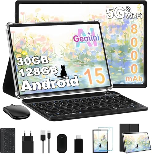 Dghrti 10 Pollici Tablet [30GB+128GB, 8000mAh] Android 15, Schermo IPS,
