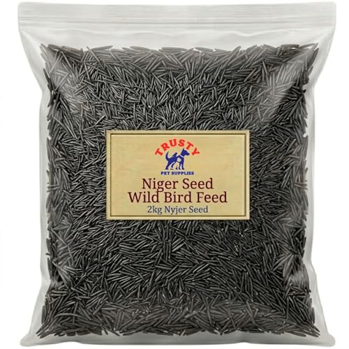 Niger Seeds for Birds 2kg | Wild Bird Seed & Bird Food | Bird Seeds for Small Garden Birds | Nyjer Seed | No Mess Bird Seed | By Trusty Pet Supplies