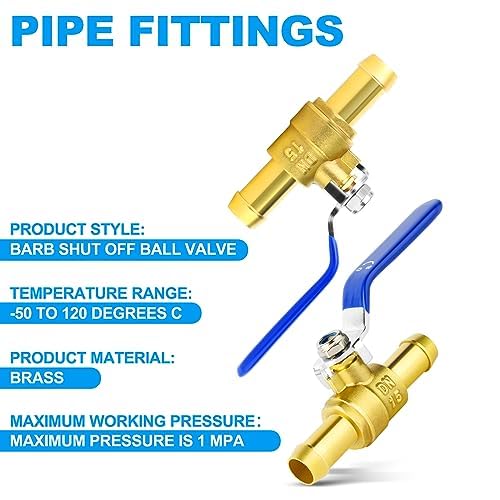 Válvulas de bola de latón de 19 mm con espiga recta e interruptor para mangueras con abrazaderas 3