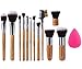 Produktbild EmaxDesign 12+1 Teilig Make-up Pinselsets, 12 Teilig Bambus-griff Professionell Premium synthetisch Kabuki Foundation Blending Blush Kosmetikpinsel Set + 1 Teilig EmaxBeauty Blender Schwamm