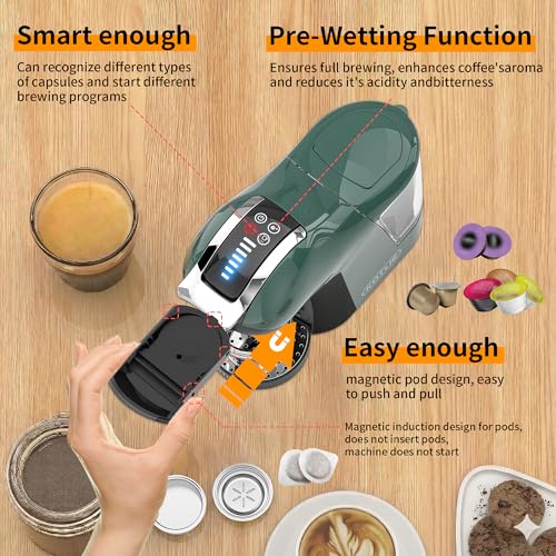 Image of 5 in 1 Coffee Maker, Single Serve Coffee Machine Compatible with K Cup, Nespresso Original, Dolce Gusto, ESE 44mm Pods and Ground Coffee, Touchscreen 7 Cup Sizes, Arc Pro