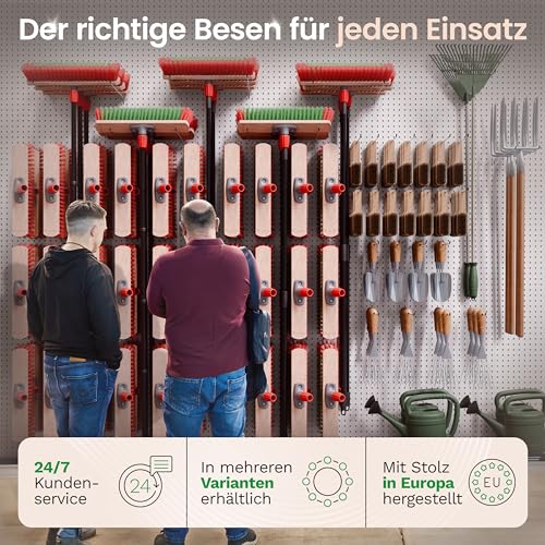 Novaliv Gartenbesen mit Stiel 40 cm Elaston Borsten inkl. Kehrgarnitur verzinkt bestehend aus Kehrblech und Handfeger Ideal als Straßenbesen Terassenbesen Hofbesen Stallbesen Kehrbesen Outdoor Broom – Bild 8