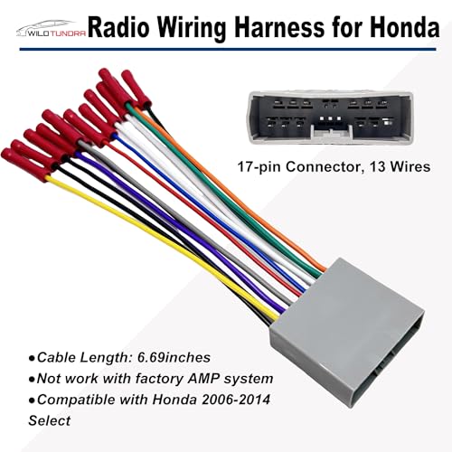 Aftermarket Radio Wiring Harness for Honda 2006-2014 Select, Car Stereo Wiring Harness with Antenna Adapter for Civic 06-11, CR-V 07-11 Odyssey Insight Acura RDX MDX 17Pin Radio Wire for Car Stereo by WildTundra - Used condition - Image 2