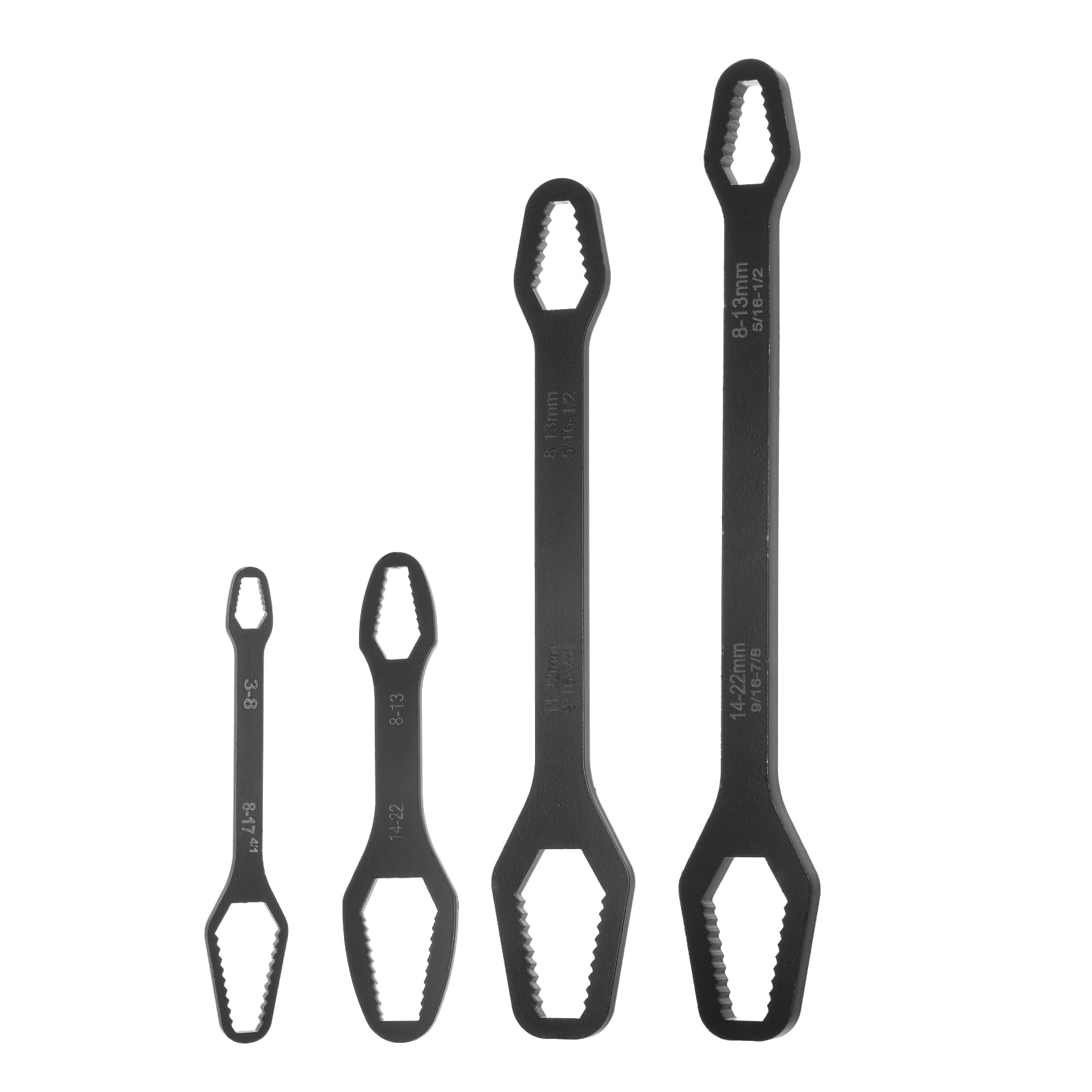 HARFINGTON 4pcs 3-17mm 8-22mm Double-ended Multifunctional Universal Torx Wrench 0.14" 0.2" 0.3" Thick Electrophoresis Self-Tightening Adjustable