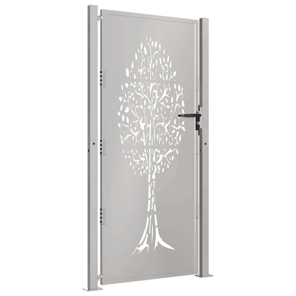 vidaXL Puerta de jardín Acero corten diseño árbol 100x200 cm, Puerta de Valla, Puerta de Exterior, Puerta de Metal, Puerta de Seguridad