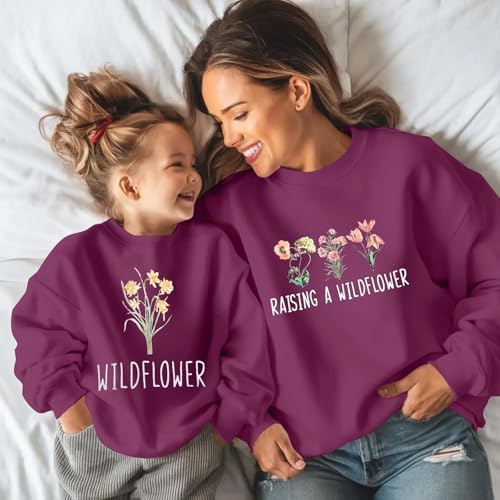 Raising A Wildflower Sweatshirt Mom Toddler Matching Outfits Mommy And Me Matching Shirt Mother Daughter Son Tops4