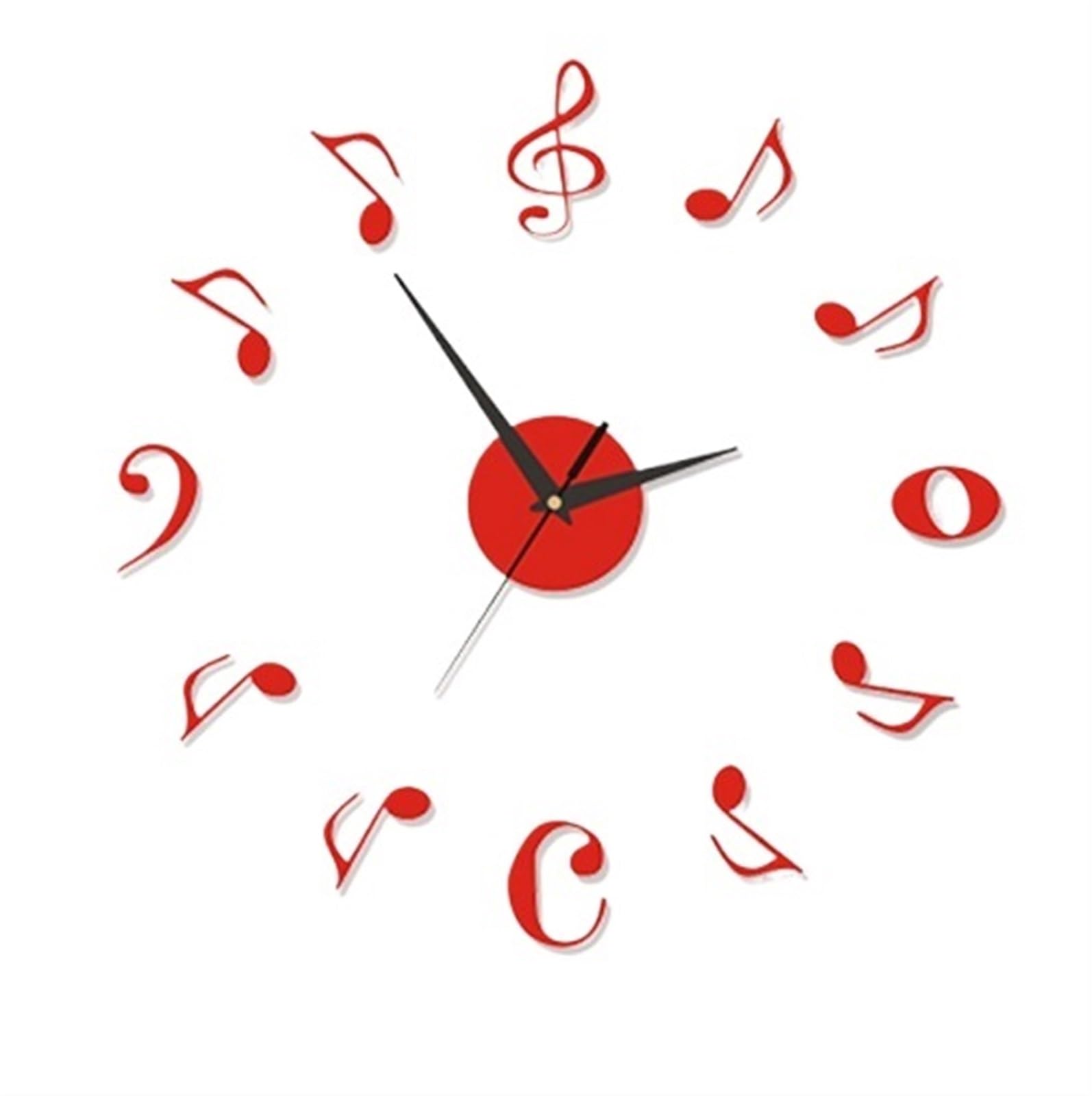 VFDVSWZSA Stylish wall clock, Frameless Wall Stickers Silent Clock For Home Living Room Office Decor Bedroom(Red)