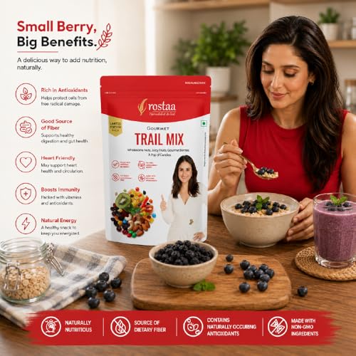 Image of Rostaa Gourmet Trail Mix 340gms | Colourful, Nutritious and Naturally Energising | A delightful blend of candied fruits and premium nuts